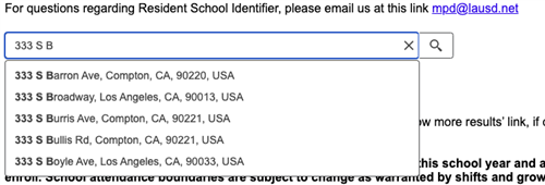 Inputitng address into RSI search bar